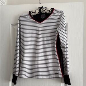 Bolle Black and White Striped V-Neck Top